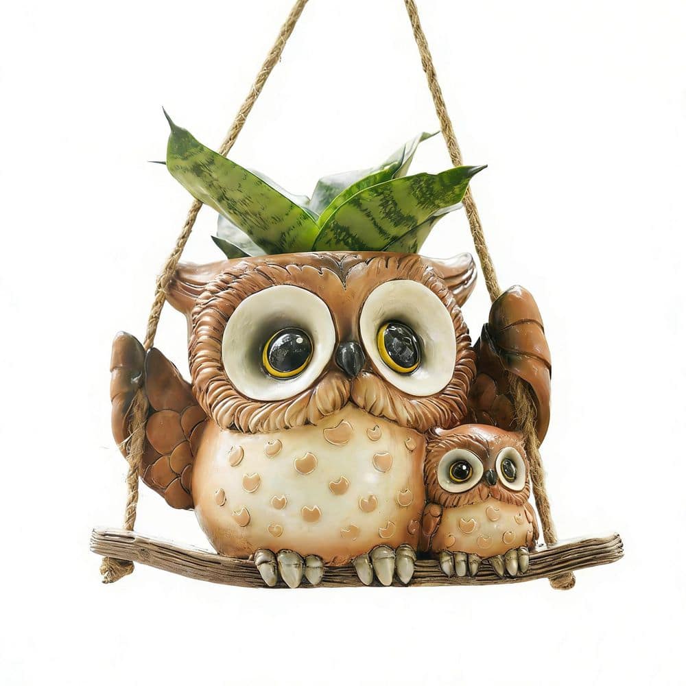 Brown Swing Owl Resin Hanging Planters, Cute Small Succulent Pots with Drainage Hole price history on PriceWatchPro