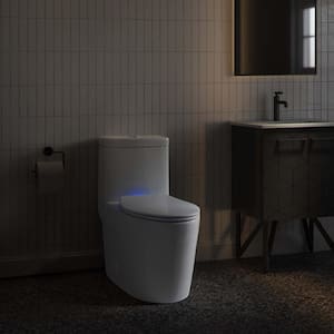 Lumiere Elongated Quick-Release Closed Front Toilet Seat with Night Light in White