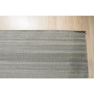 Grey 7 ft. 9 in. x 9 ft. 9 in. Hand-Knotted Wool Modern Ingrain design Rug Area Rug