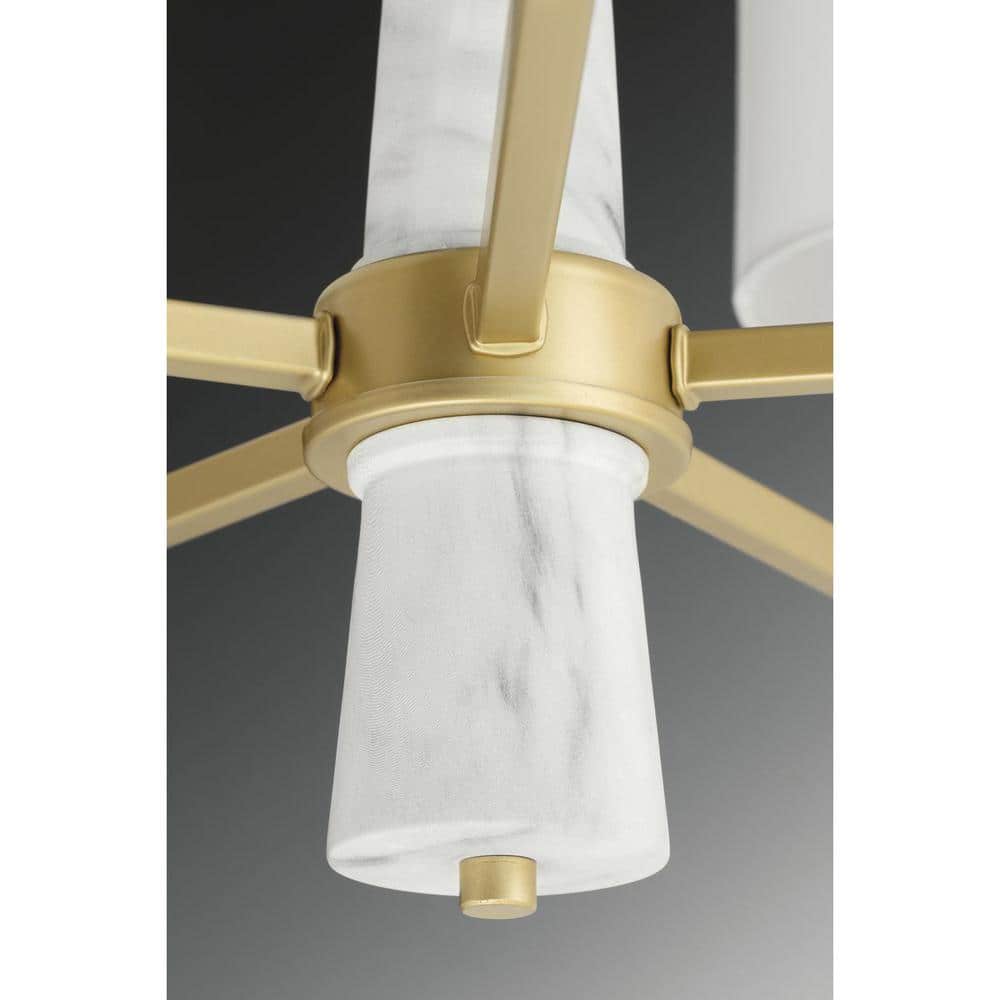 Vintage Gold Palacio 4-Light Pendant with Faux White Marble Shade