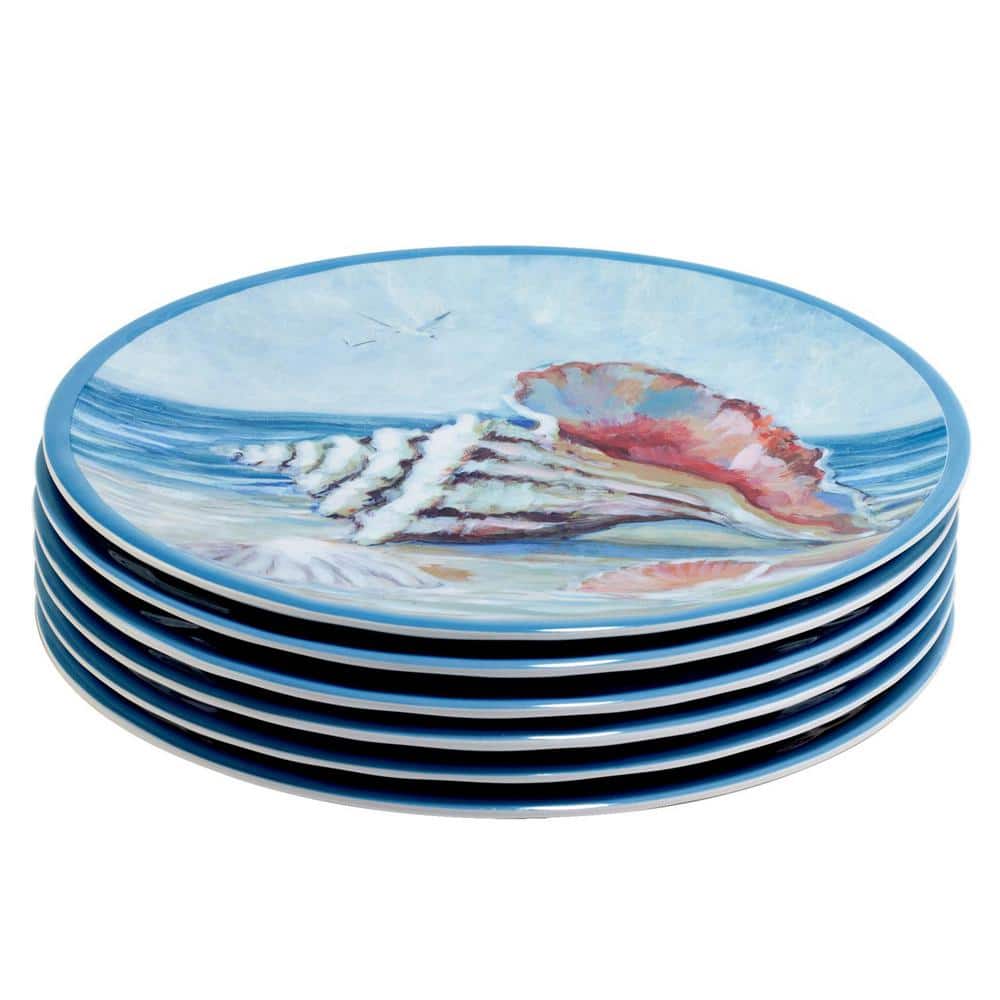 Seacoast Multicolor Melamine 9" Salad/Dessert Plates Set of 6