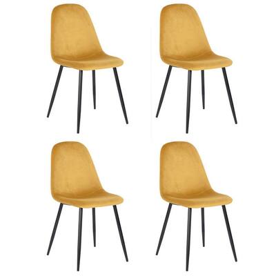 Yellow Fabric Upholstery Dining Chairs (Set of 4)