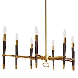Langford 8-Light Vintage Bronze Chandelier with Laminated Fabric Shades
