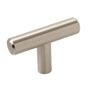 Bar Pulls 1-15/16 in. (49 mm) Length Sterling Nickel T-Shaped Cabinet Knob (10-Pack)