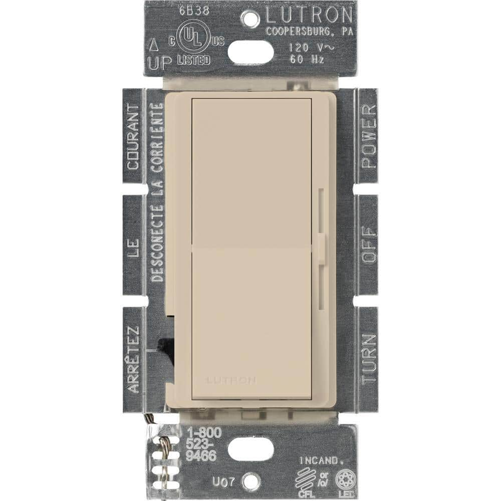 Lutron Diva LED+ Dimmer Switch for Dimmable LED and Incandescent Bulbs, 250-Watt/Single-Pole or 3-Way, Taupe (DVSCCL-253P-TP)