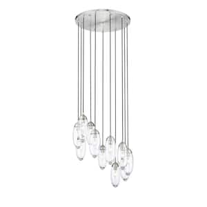 Arden 11-Light Brushed Nickel Shaded Round Chandelier with Clear Glass Shade with No Bulbs Included