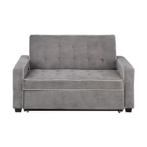 66.54 in. Width Gray Linen Twin Size Sofa Bed
