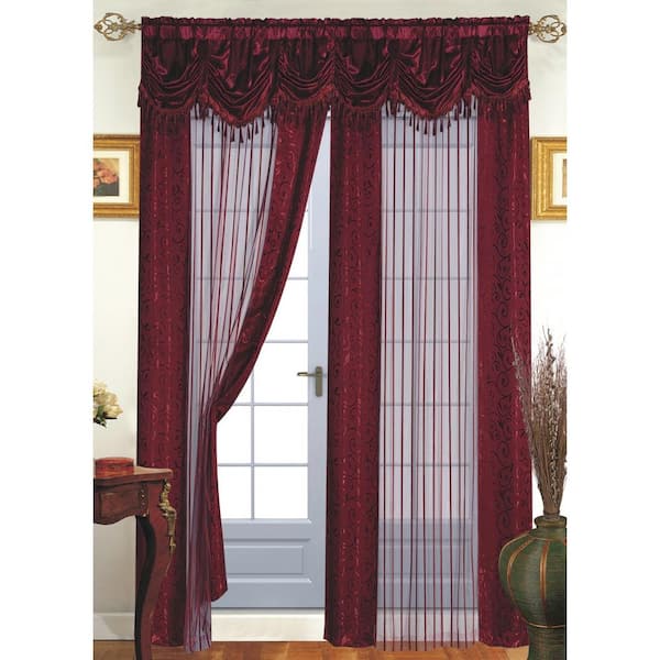 Dainty Home Burgundy Striped Rod Pocket Room Darkening Curtain - 55 in. W x 84 in. L