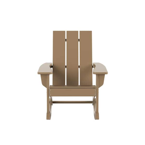 Shoreside Weathered Wood Plastic Modern Adirondack Outdoor Rocking Chair
