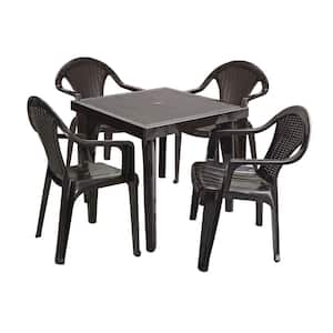 5-Piece Plastic Resin Outdoor Dinning Set in Espresso