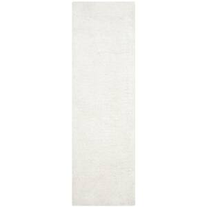 SAFAVIEH South Beach Shag Snow White 6 ft. x 6 ft. Round Solid Area Rug ...