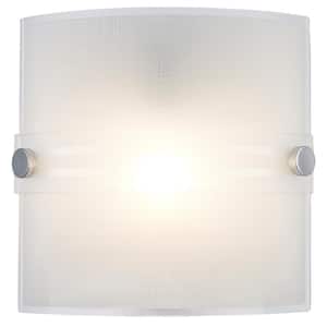Morie 1-Light Polished Chrome Indoor Wall Sconce Light Fixture with Frosted Glass Linen Texture Shade