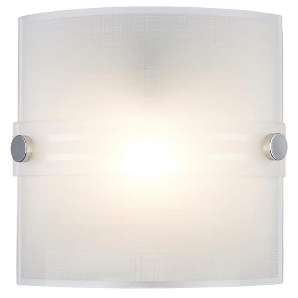 Bel Air Lighting Morie 1-Light Polished Chrome Indoor Wall Sconce Light Fixture with Frosted Glass Linen Texture Shade