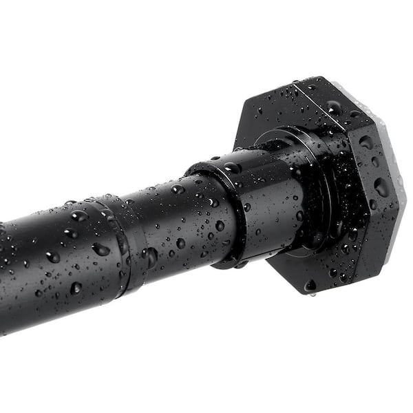 29 to 85 in. Heavy Duty Adjustable Spring Tension Shower Curtain Rod with Non-Slip End Caps for Bathroom in Black