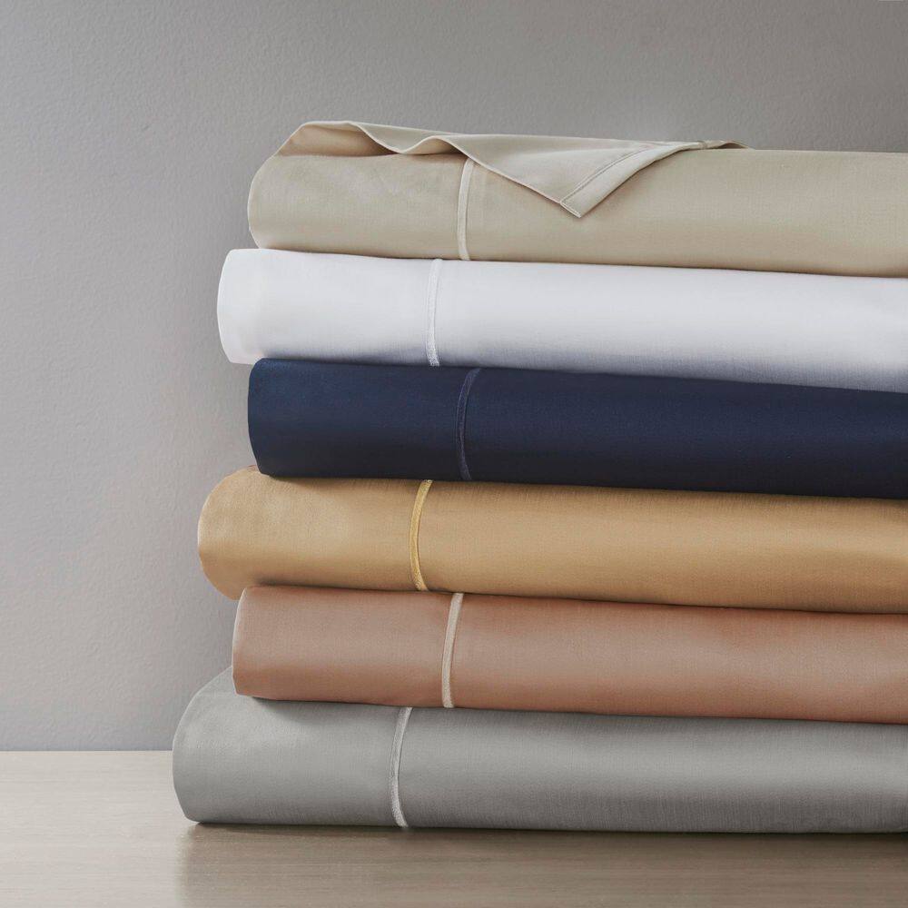 King Gray Solid Cotton Sheet Set with Baratta Hemstitch