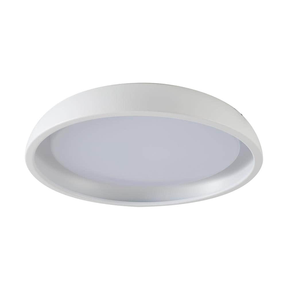 16" White Crystal LED Flush Mount Light with Brushed Nickel Frame