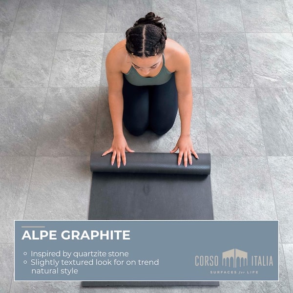 Corso Italia - Alpe Graphite Matte 12 in. x 24 in. Quartzite Stone Look Porcelain Floor and Wall Tile (15.50 sq. ft./Case)