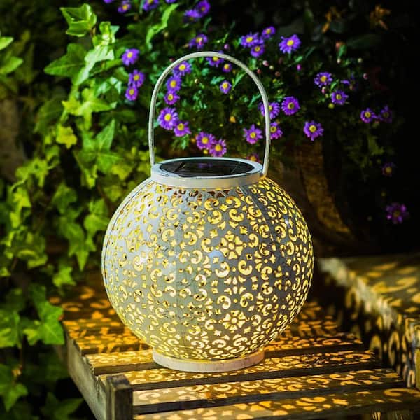 White Solar Big Lantern Waterproof Hanging Garden Decorative