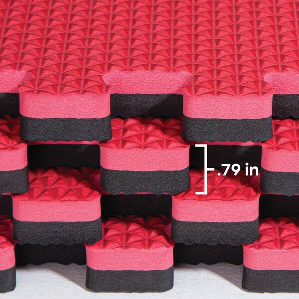 Norsk Black/Red 24 in. x 24 in. x 0.79 in. Foam Reversible Interlocking Floor Mat (4-Pack) Norsk Black/Red 24 in. x 24 in. x 0.79 in. Foam Reversible Interlocking Floor Mat (4-Pack)