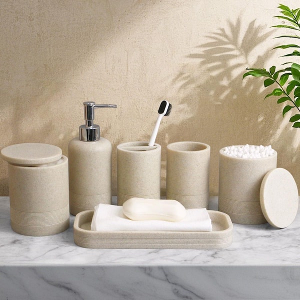 Wudkey 6-Piece Bathroom Accessory Set with Soap Dispenser