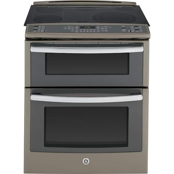 GE 6.6 cu. ft. Slide-In Double Oven Electric Range with Convection (Lower Oven) in Slate
