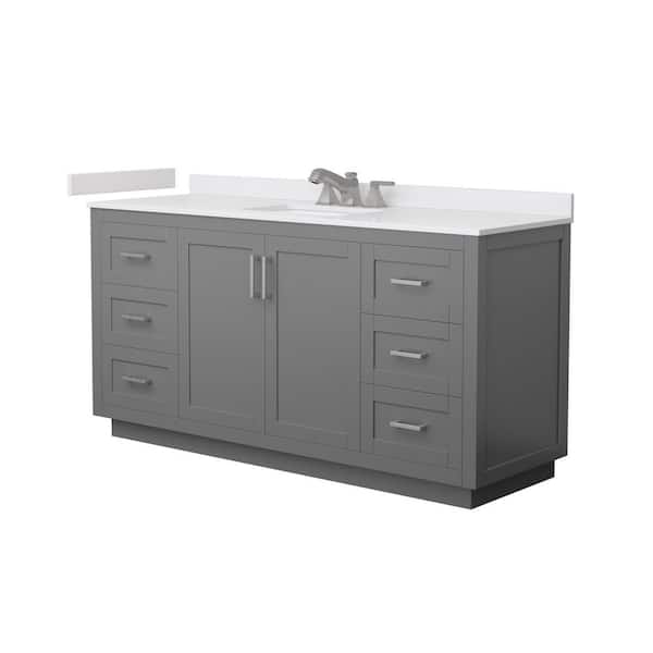 Miranda 66 in. Single Freestanding Dark Gray Bath Vanity with White Cultured Marble Top Assembled