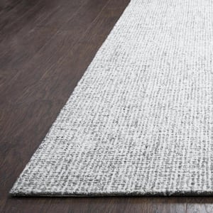 London Collection Gray/Ivory 8 ft. Round Hand-Tufted Solid Area Rug
