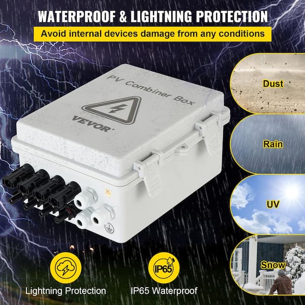 VEVOR PV Combiner Box 4 String with 15 Amp Rated Current
