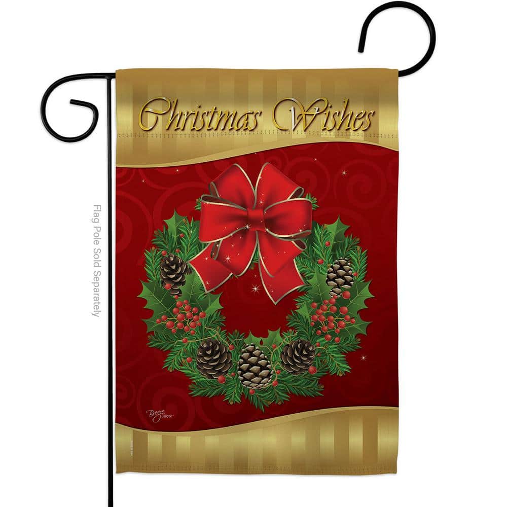 Breeze Decor 13 in. x 18.5 in. Christmas Wishes Garden Flag Double