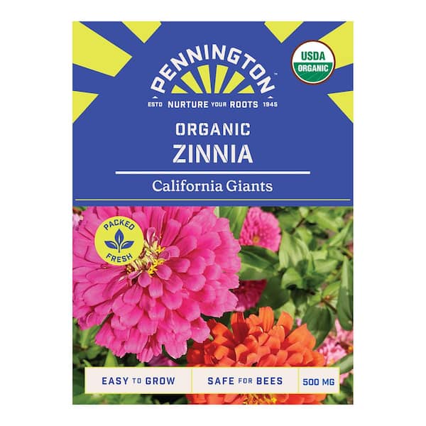 Organic California Giants Zinnia Flower Seeds