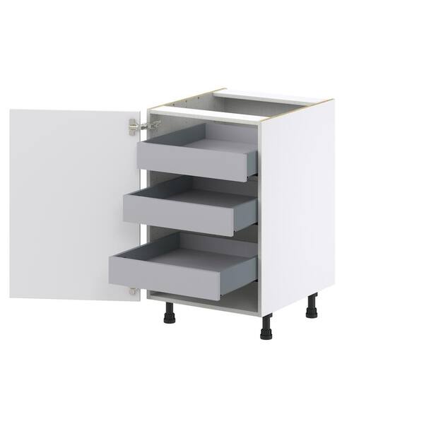 J COLLECTION Wallace 21 in. W x 24 in. D x 34.5 in. H Painted Warm White Shaker Assembled Base Kitchen Cabinet with 3 Inner Drawers