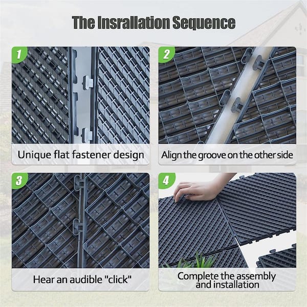 1 in. x 1 in. Square Plastic Deck Tile in Gray, Waterproof, All Weather Use (9 Per Case)