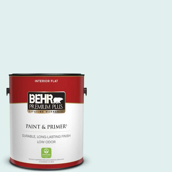 BEHR PREMIUM PLUS 1 gal. #500C-1 Himalayan Mist Flat Low Odor Interior Paint & Primer