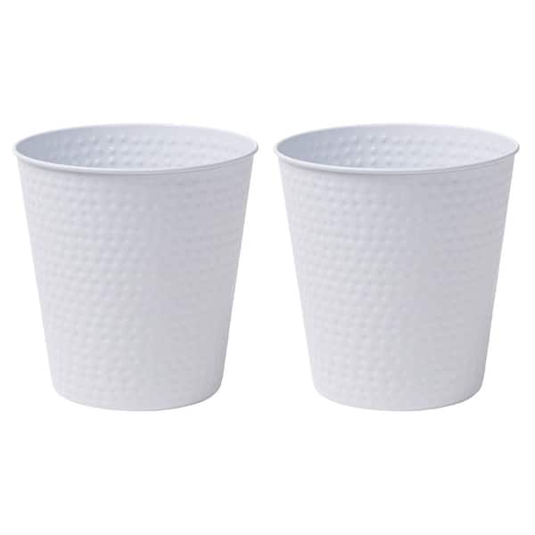 Axel Modern Minimalist Hammered Steel 2 Gal. Waste Bin, Matte White (Set of 2)