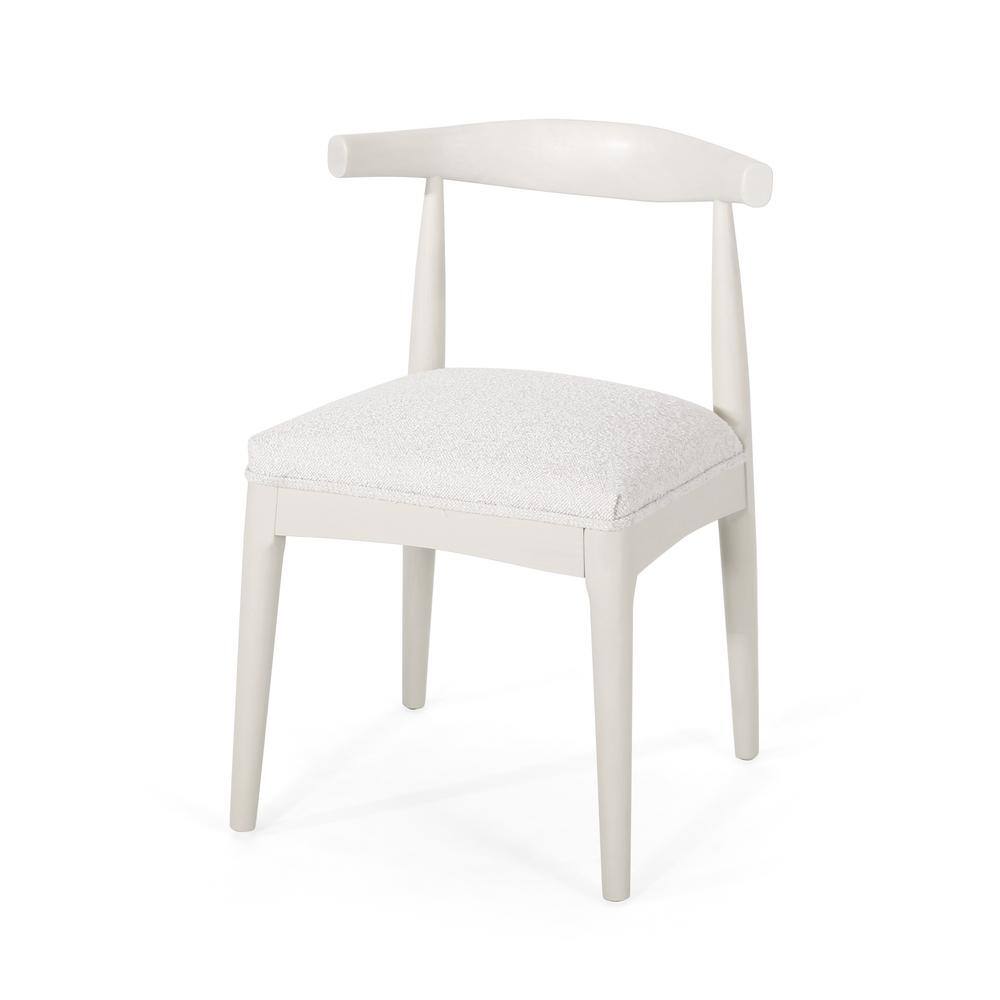 Beige Upholstered Rubberwood Dining Side Chairs, Set of 2