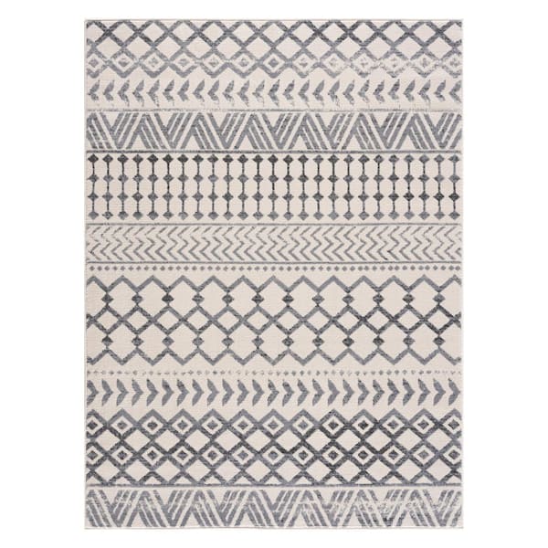 CAMILSON Dark Grey/Cream 3 ft. x 5 ft. Bordered Area Rug