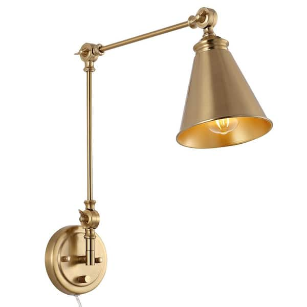 MLiAN Vintage Adjustable Swing Arm Wall Lamp Foldable Gold Wall Light