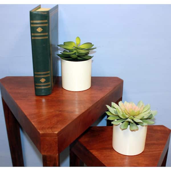 Unbranded 9 in Artificial Succulent in White Ceramic Pot, Set of 2