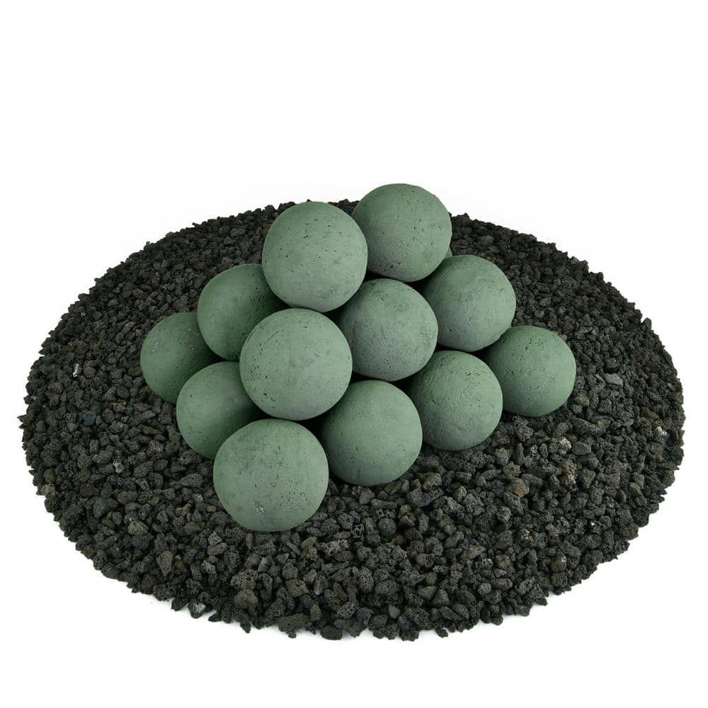 3 in. Set of 20 Ceramic Fire Balls in Slate Green