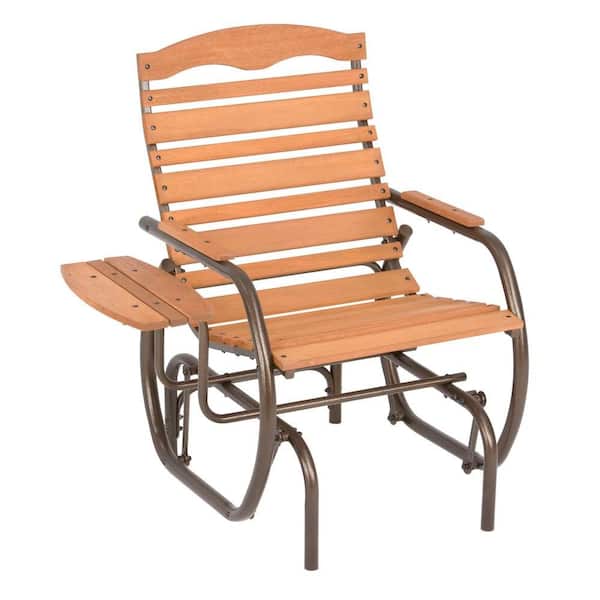 JACK-POST Bronze Outdoor Country Garden Glider Chair with Trays