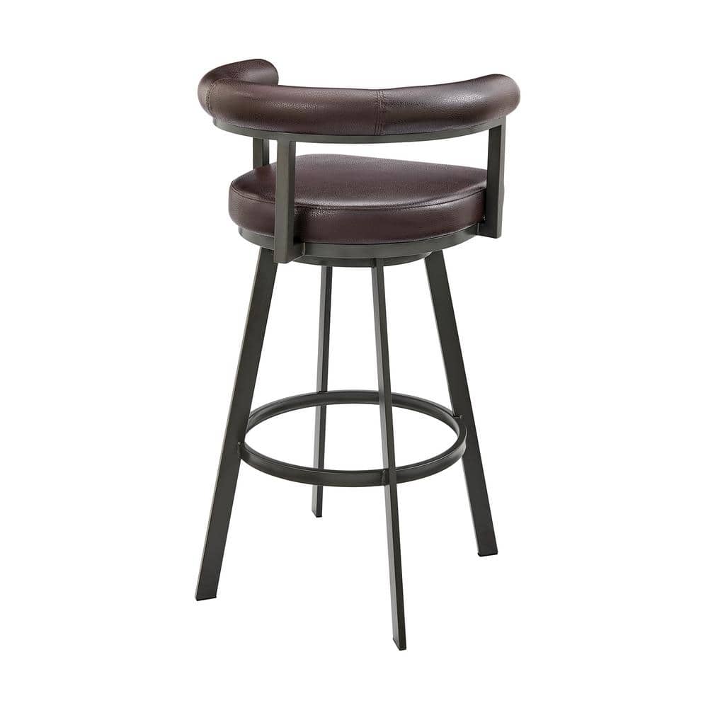 Nolagam 34'' Brown Faux Leather and Metal Swivel Counter Stool