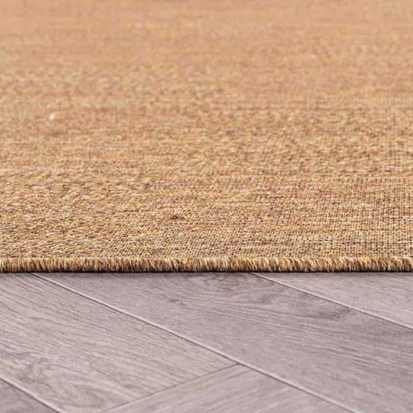 Geometric Border Natural/Jute Easy-Care Indoor/Outdoor Flat Woven 2 ft. x 3 ft. Natural Area Rug