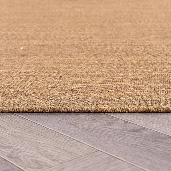 Geometric Border Natural/Jute Easy-Care Indoor/Outdoor Flat Woven 7 ft. 10 in. x 10 ft. Natural Area Rug