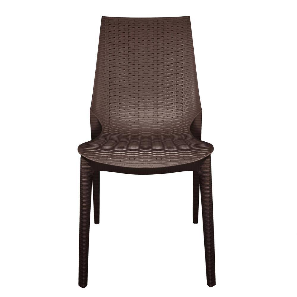 Kent Brown 5-Piece Plastic Square Outdoor Dining Set with Stackable Chairs