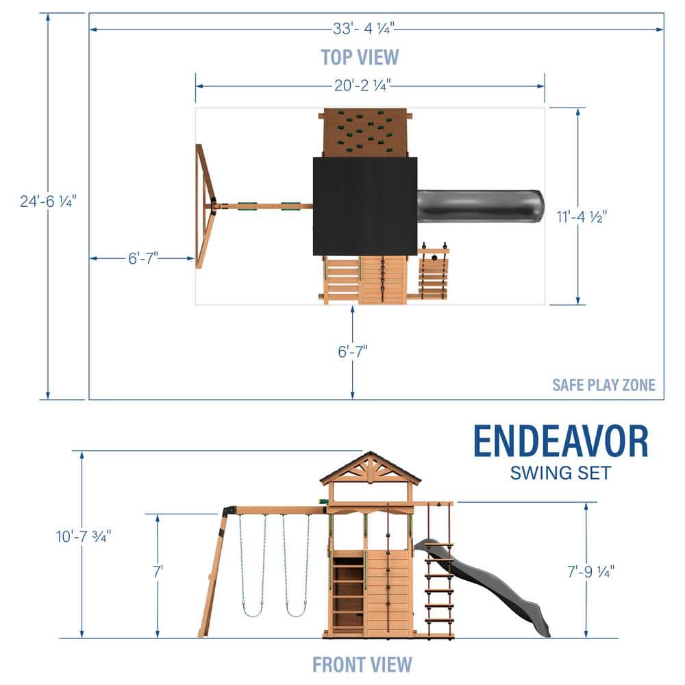Cedar Endeavor Swing Set with Yellow Wave Slide