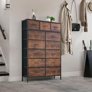 CAPHAUS Rustic Oak 14-Drawer 40.6 in. Wide Dresser FBDD-CHF1402
