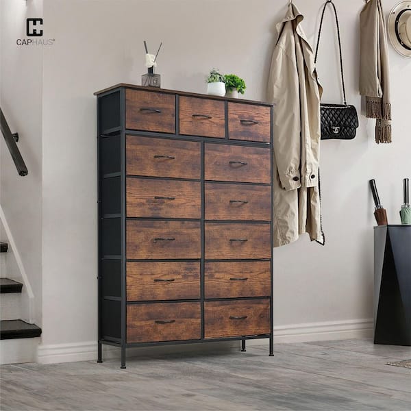 CAPHAUS Rustic Oak 13 Drawer 39.4 in. Wide Dresser