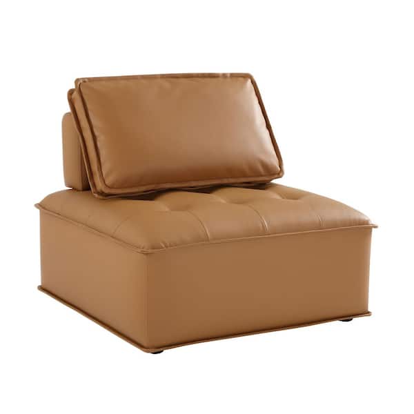 Unbranded 33.9 in. Camel Lounge Chair with Wood Legs