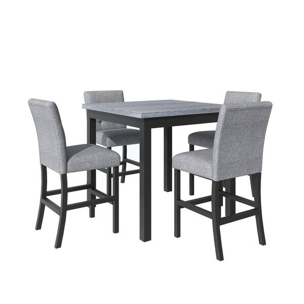 Harper & Bright Designs 5-Piece Square Black Wood Top