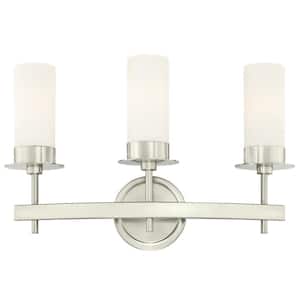 Roswell 3-Light Brushed Nickel Wall Mount Bath Light